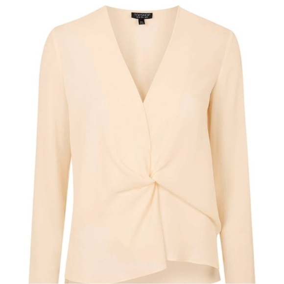 TOPSHOP Elegant Cream Twist Front Women's Top - Picture 2 of 11